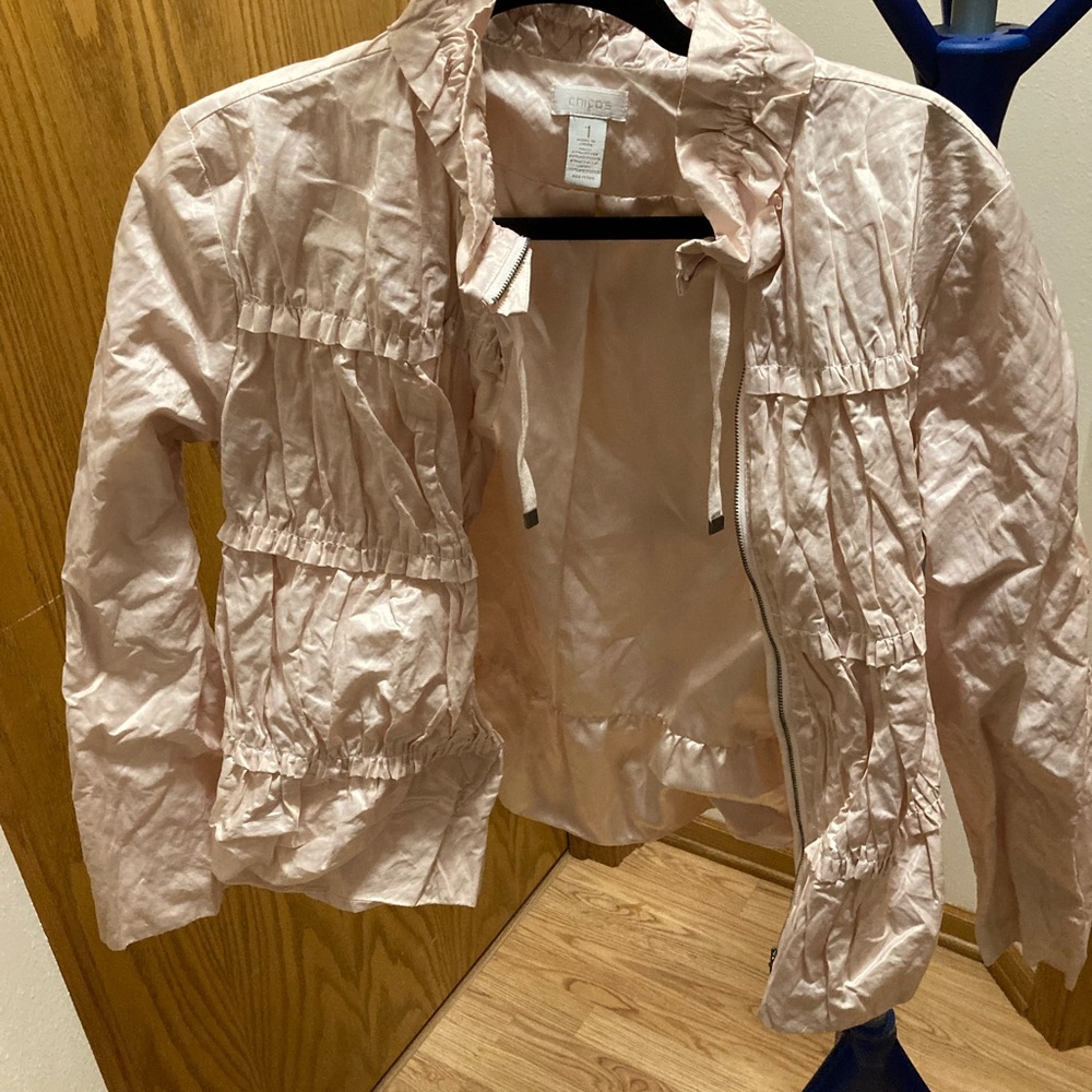 CHICOS Pale Pink Jacket Ruched
Ruffle Full Zip
